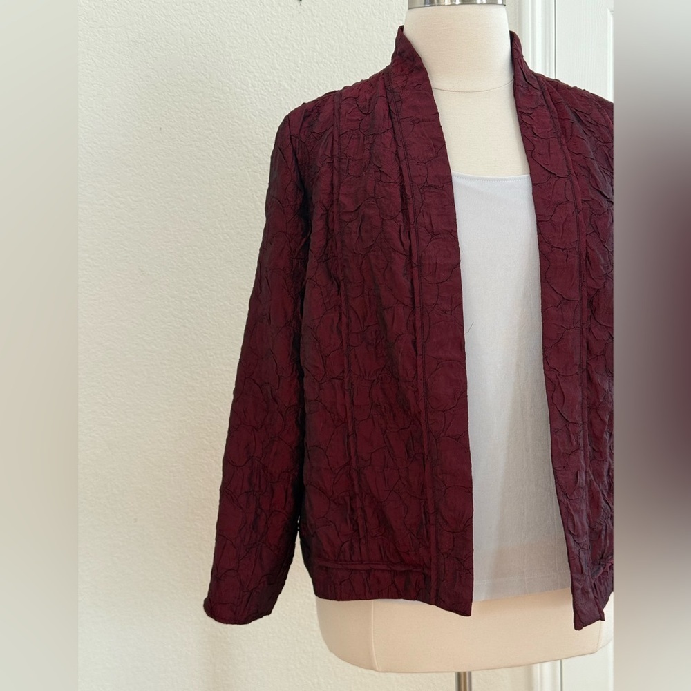 Chico's Deep Burgundy Textured Blazer Size 16 (Chico’s size 3) - Picture 13 of 16